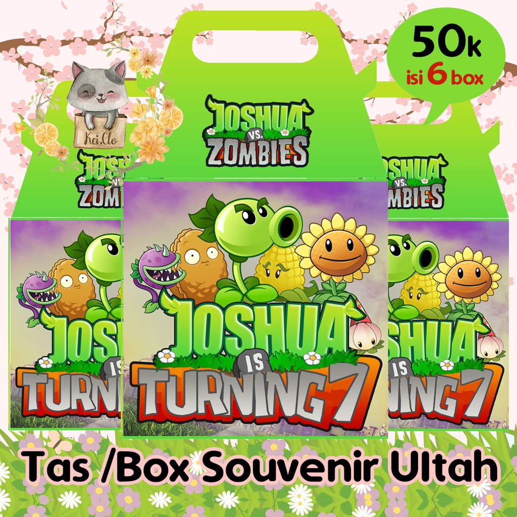 

box souvenir ultah pvsz (1 pack isi 6 box) tas plants vs zombies