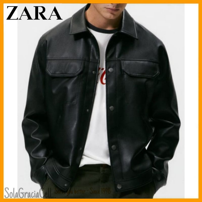 ZARA FAUX LEATHER JACKET - JAKET ZARA ORIGINAL MODEL KEMEJA KULIT