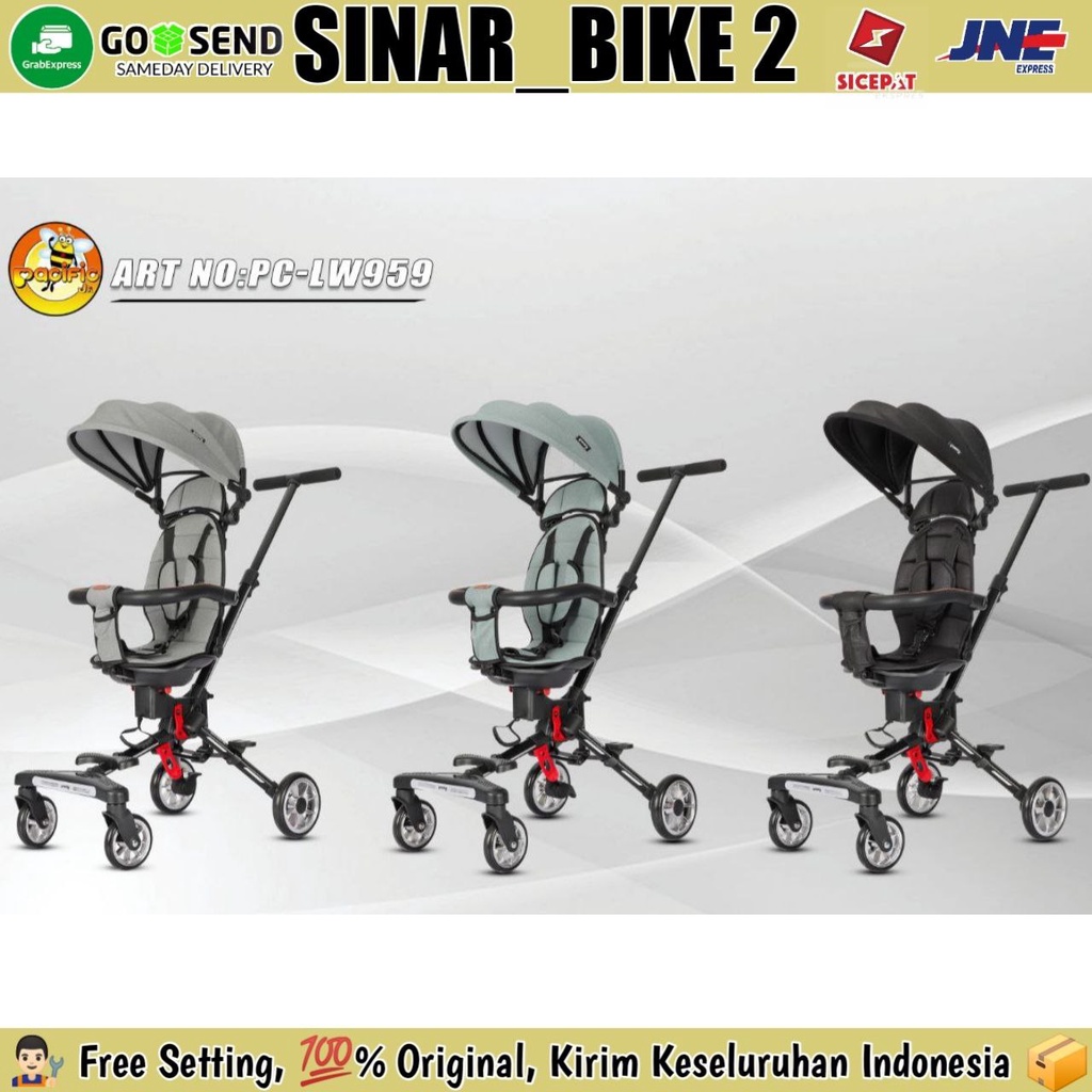 Baby Stroller PACIFIC LW 959 Kursi Putar Bisa Rebahan Kereta Dorong Anak Bayi