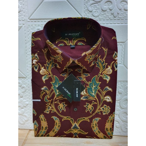 Kemeja Batik Alisan Slimfit dan Reguler Tangan Pendek size 15