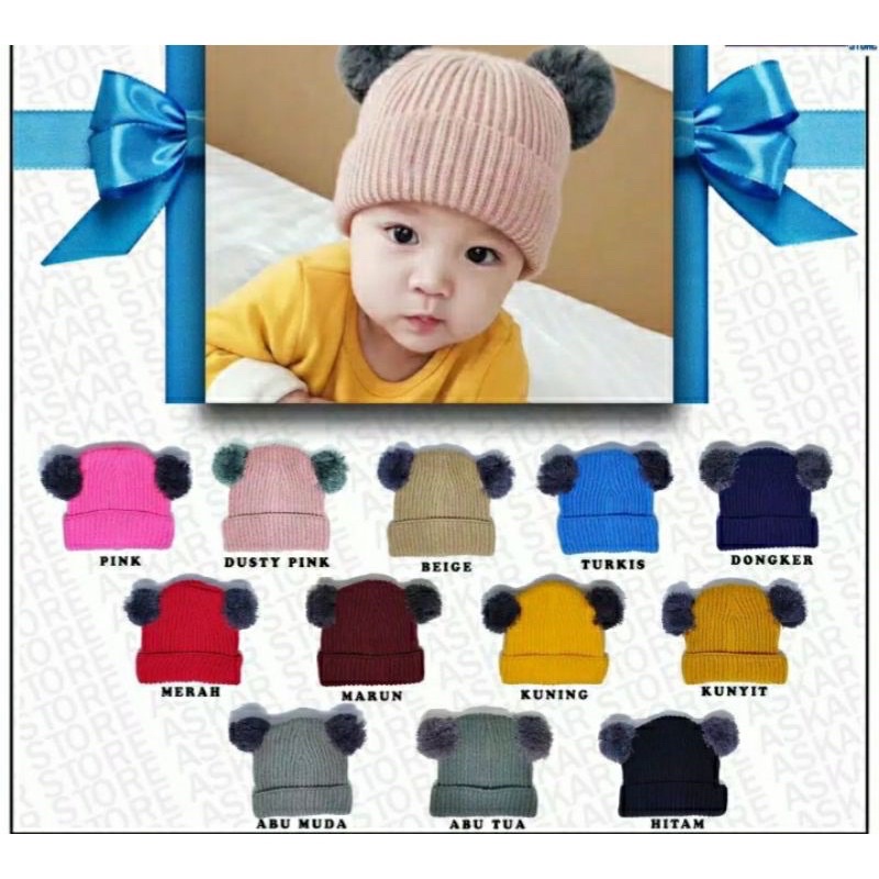 Topi Rajut Salur POLOS/Kupluk Salur POM”2