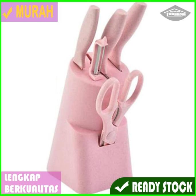 

Set Pisau Dapur 6 In 1 Gunting Pengupas Buah Tempat Pisau H06 Pink Jo703Yn6Ol