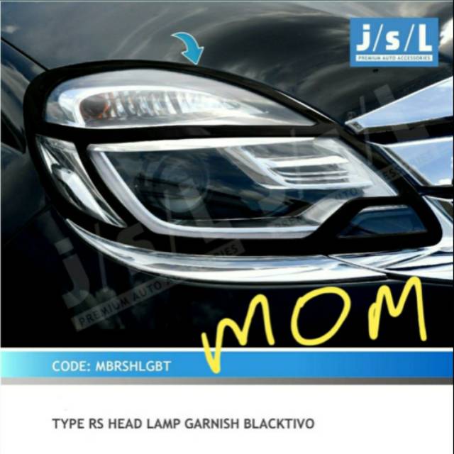 JSL Garnish list lampu headlamp depan blacktivo hitam Mobilio Rs 2015-2016