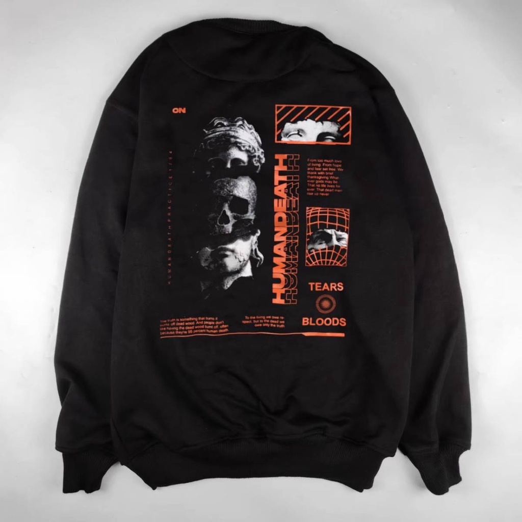 Sweatshirt Distro Hitam Cream Pria/Wanita Original Sweater Crewneck Unisex Premium Quality Bandung - Sweater Crewneck Distro - Crewneck Distro Pria - Sweatshirt Sweater Crewneck Distro Full Tag dan Label BGOODS