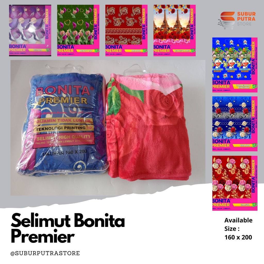 Selimut Disperse & Premier (VARIAN E) Bonita 3D Ukuran 160x200 cm