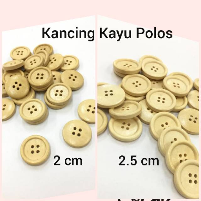 KANCING KAYU POLOS KREM