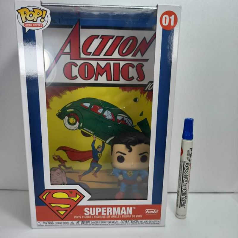 mainan action figurefunko pop superman 01 pop action comics vinyl figure original funkobox berukuran