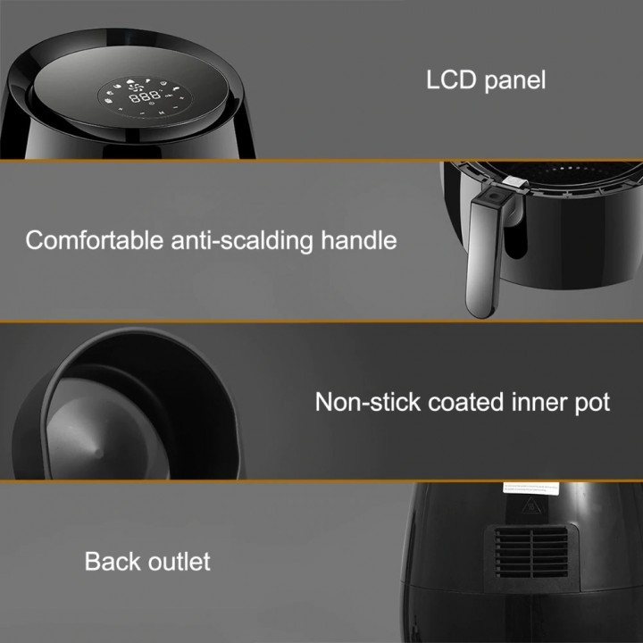 Multifunctional Electric Air Fryer 5.2L 1400W with Digital LCD - 3502B