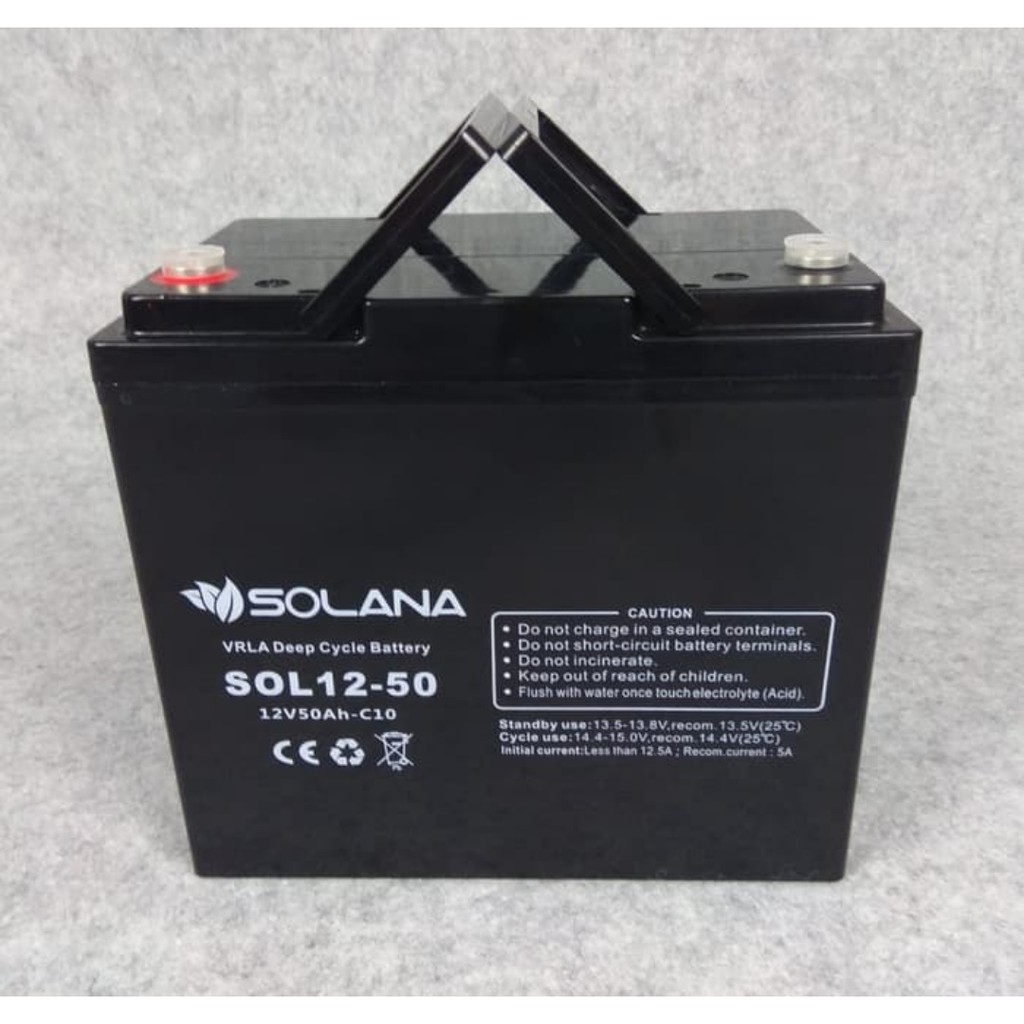Aki baterai solana vrla deep cycle 12v 12 v 50ah 50AH AKI SOLAR PANEL AKI UPS KWALITAS PREMIUM