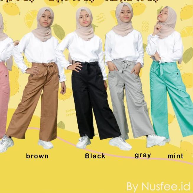 ♩ Celana Kulot Anak Perempuan Remaja/Tanggung usia 8-13 th Kulot Andin by Rainbow, Katun Cigaret / K