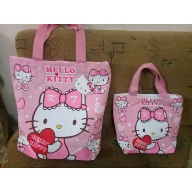 Tas tenteng kanvas hello kitty ukuran kecil