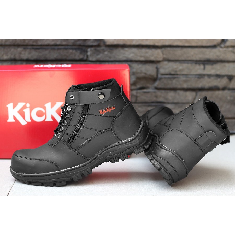 Sepatu Kickers Morisey Boots Ujung Besi Sleting Proyek Kerja Lapangan Tracking