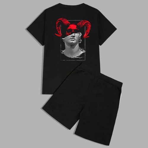 Clothing May - 1 Set David Evil 1 Set One Set Oneset Satu Pasang Satu Setel Fashion Sepasang Kaos Koas Set Boxer Distro Kekinin T Shirt Tshirt T-Shirt Premium Murah Unisex Sablon Dtf Murah Celana Pria Pendek Tali Kolor Bokser