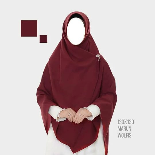 Jilbab Segi Empat Wolfis Syar'i Jumbo 140 x 140