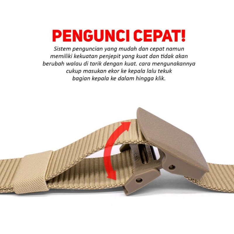 Ikat Pinggang Pria Jumbo Tactical Sabuk Anti Metal Detector Gesper Plastik Buckle