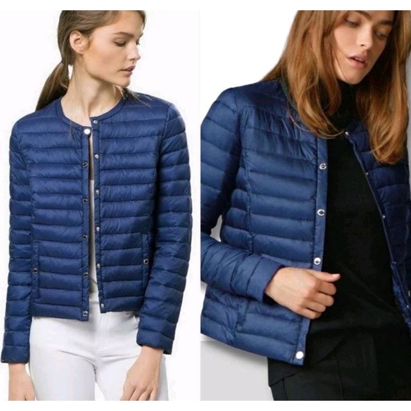 M*SSIMO DUTTI Jaket Musim Dingin Wanita Jaket Biker Wanita Branded Sisa Export