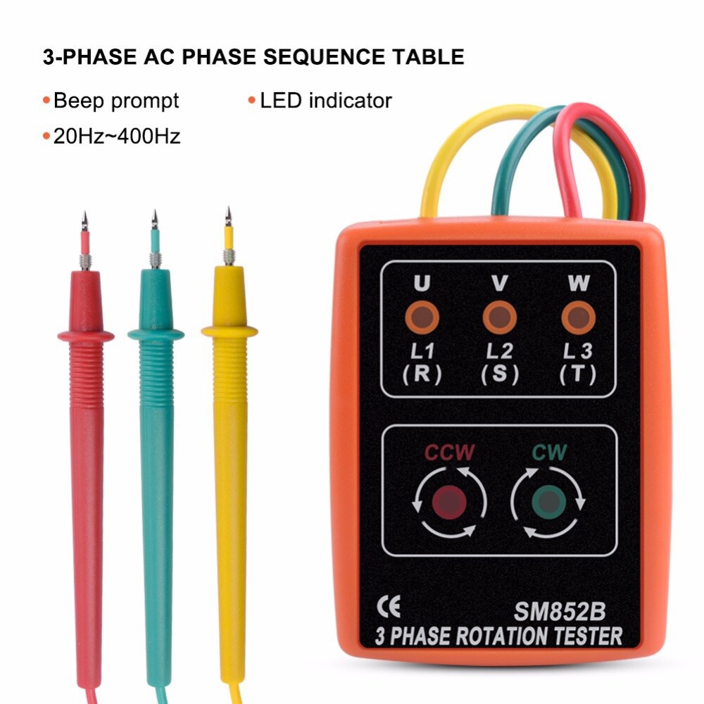 FREE ONGKIR yieryi SM852B Phase sequence tester Indicator 3 Phase Rotation Tester Digital Phase