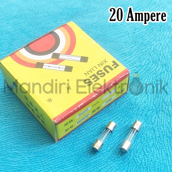 Fuse Sekring Kaca Tabung Kecil 20 Ampere 5x20 - Fuse 20 Ampere 5x20mm - Sekring kaca tabung kecil 20A