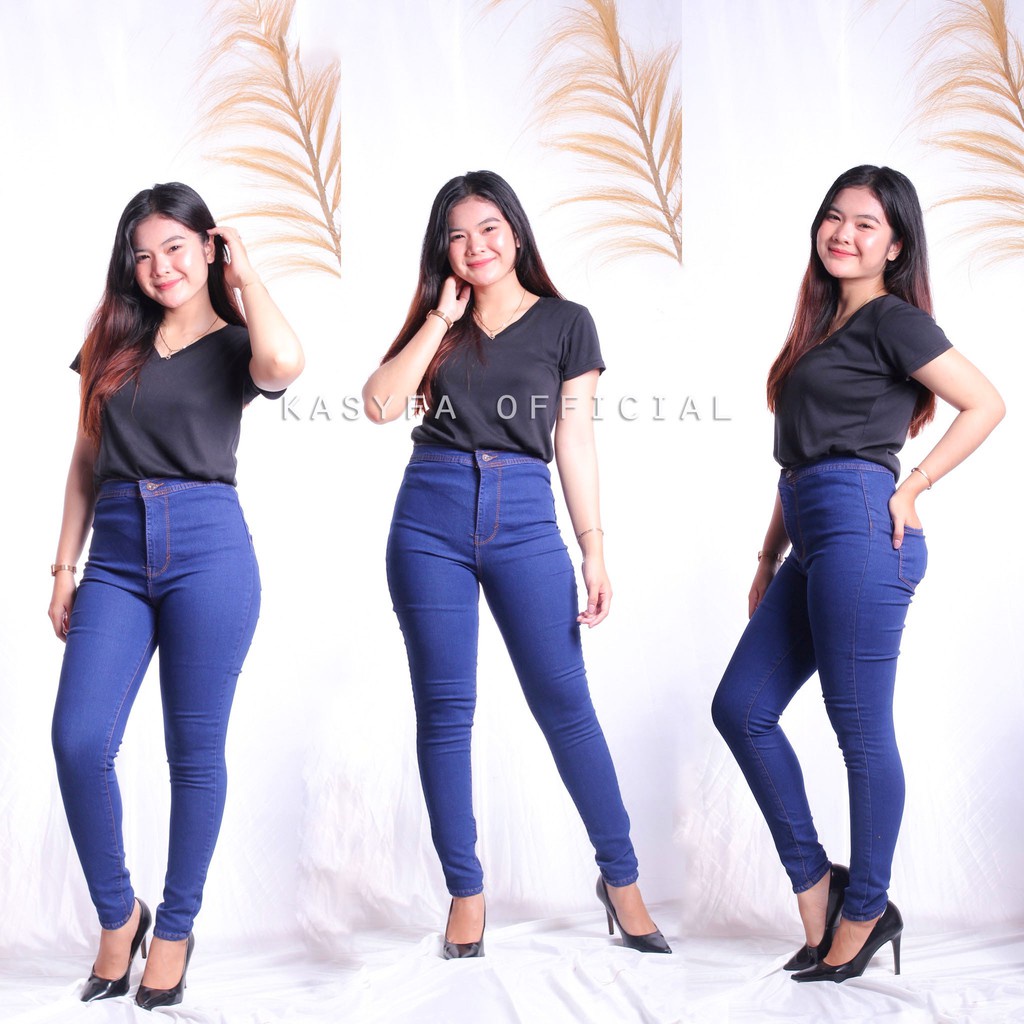 CELANA JEANS HIGH WAIST ONE BUTTON // CELANA JEANS HIGHWAIST KANCING SATU POLOS