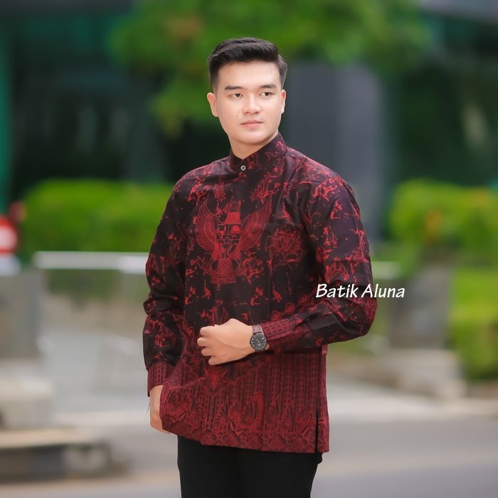 Baju Koko Pria Dewasa Lengan Panjang Kemeja Koko Pria Remaja Kombinasi Batik Lengan Panjang Baju Muslim Pria Lengan Panjang