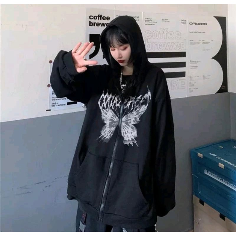 Y2k style butterfly zipup hoodie