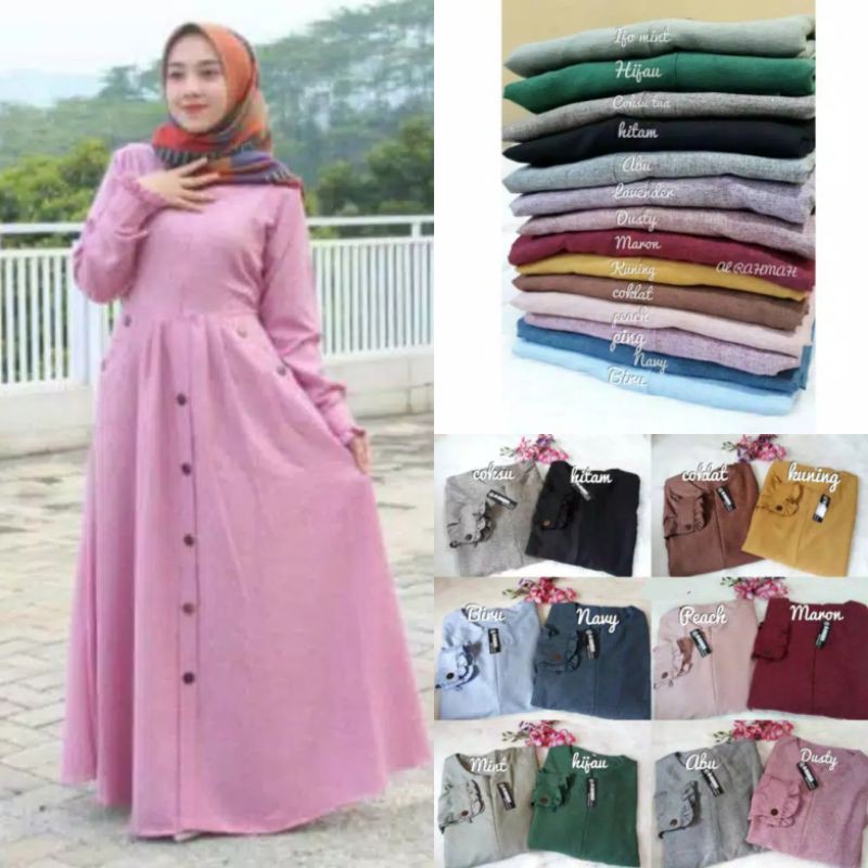 Gamis katun Madina jumbo XXL / termurah / terlaris / best seller / gamis kancing