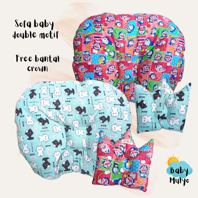 Sofa Baby Double Motif Free Bantal Crown // Sofa Bayi Murah // Sofa Bantal Bayi