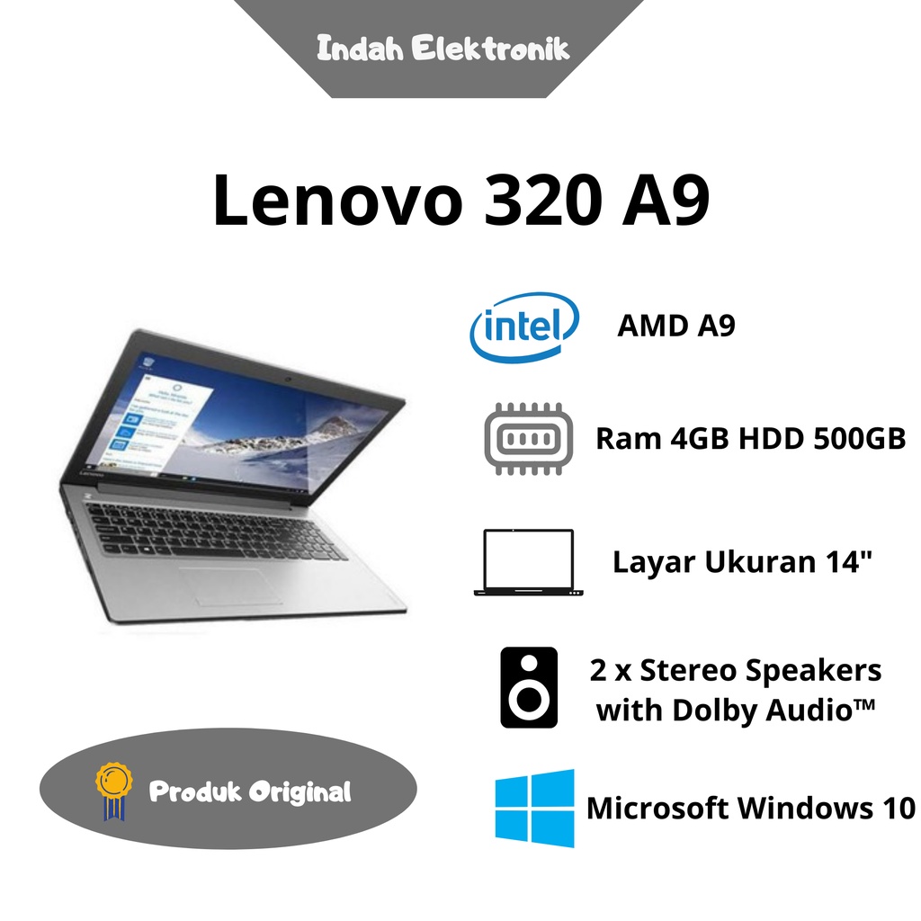 Laptop Lenovo 320 A9 4GB HDD 500GB