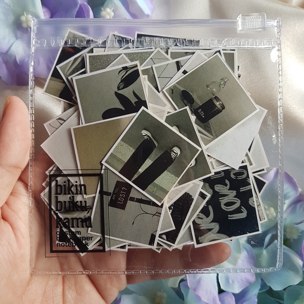 

88pcs Mini Sticker Stiker Jurnal HVS FREE ZIPLOCK POUCH - Black