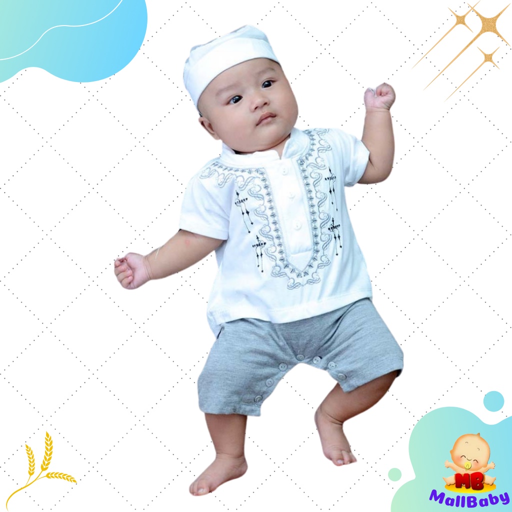 Jumper Koko Bayi Laki Laki Baru Lahir 0-6 Bulan Baju Koko Bayi 1 2 3 Bulan Baju Muslim Bayi Romper Koko Aqiqah Newborn