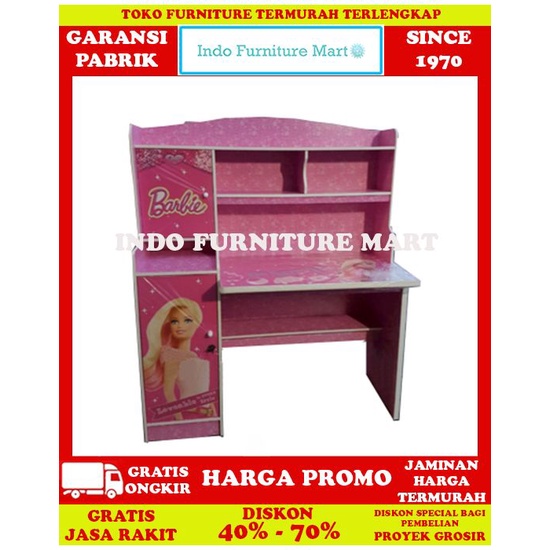 Meja Belajar Anak Minimalis Study Desk Apanel Barbie Pink