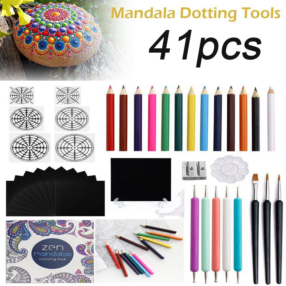 Suyo 41pcs / set Pen Dotting Mandala Untuk Kerajinan Tanah Liat