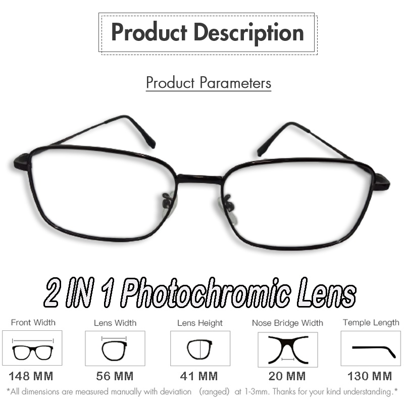 [PROMO TERBARU] Kacamata Photocromic Korea Style Kaca mata Berubah Warna/ Anti Radiasi 2 In 1 Potokromik Photochromic Fashion Pria Wanita Fotocromic Potocromic Kacamata Gaya Perempuan