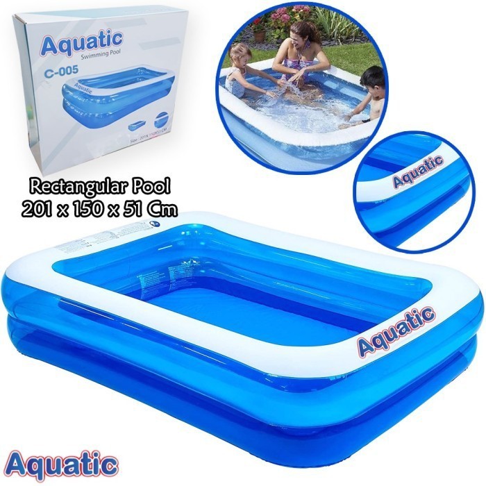 54006 / C006 / C005 KOLAM RENANG ANAK BESTWAY / AQUATIC KOTAK POLOS BESAR SYAFAH TOYS-aquatic c005 uk201cm