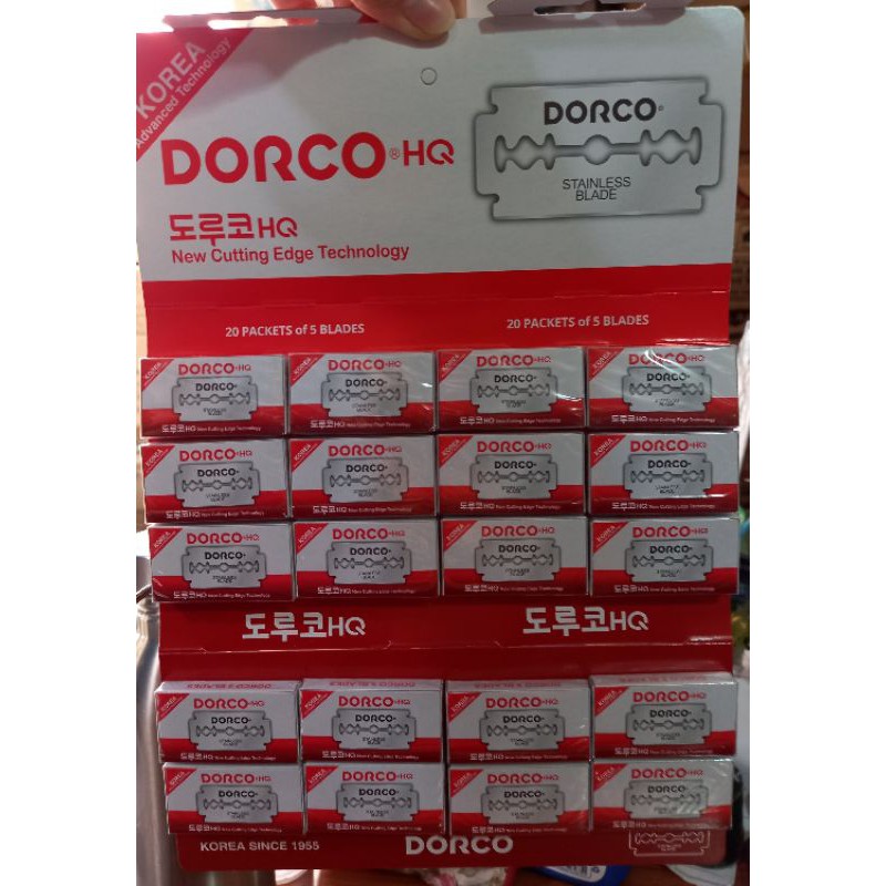 Silet Dorco Stainless New Cutting Korea (1 ppn = 20 kotak kecil = 100 keping silet)