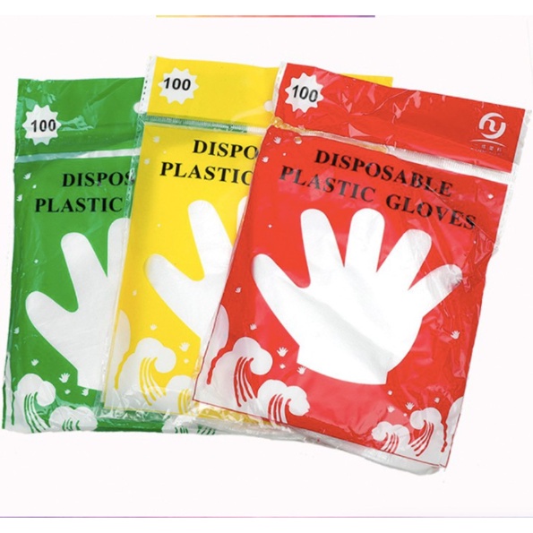 TGM - Sarung Tangan Plastik Isi 100Pcs Disposable Plastic Gloves Sekali Pakai Bening Polos Transparent