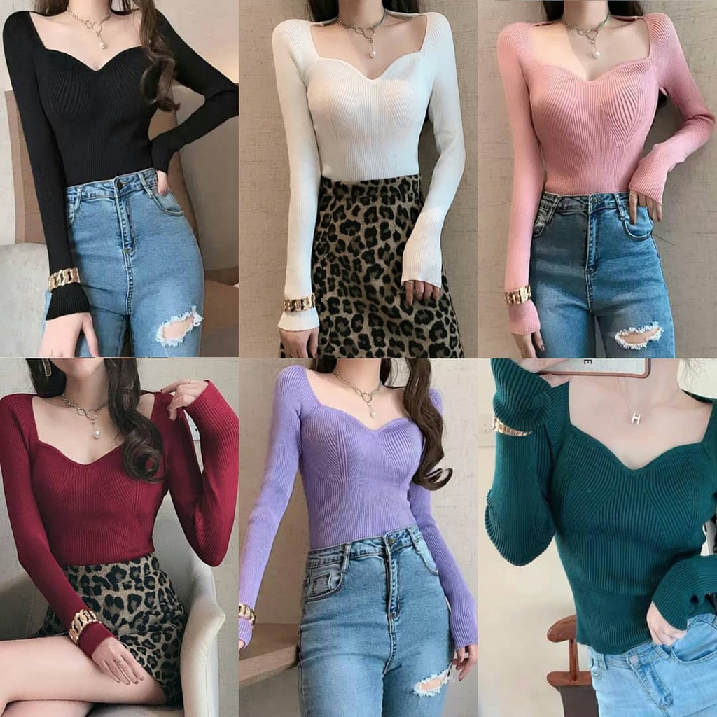 CLOTHINGICON BLOUSE LONGSLEEVE LENGAN PANJANG SUSAN YUSAN SANSAN RAJUT KNIT IMPORT