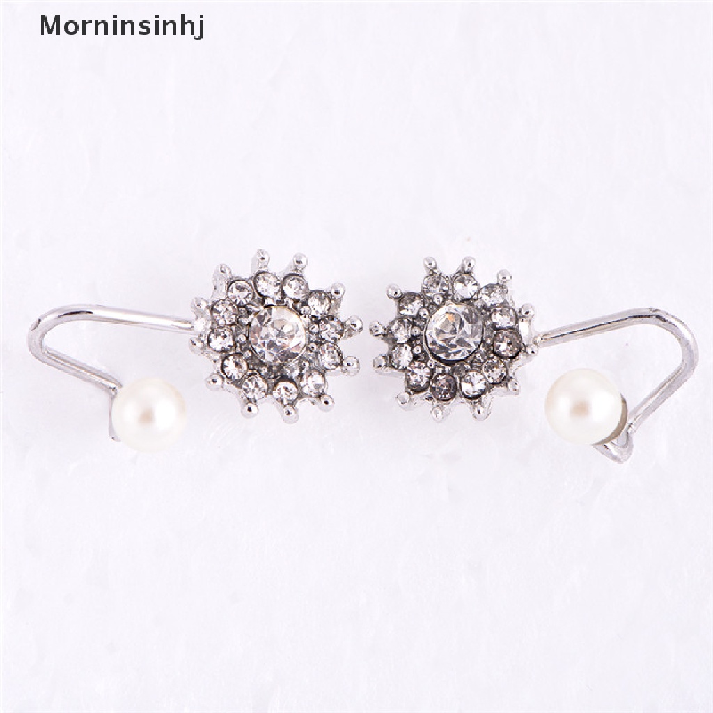 Mornin 1pasang Mutiara Berlian Imitasi Ear Stud Earrings Kristal Telinga Klip Perhiasan Lady Elegan id