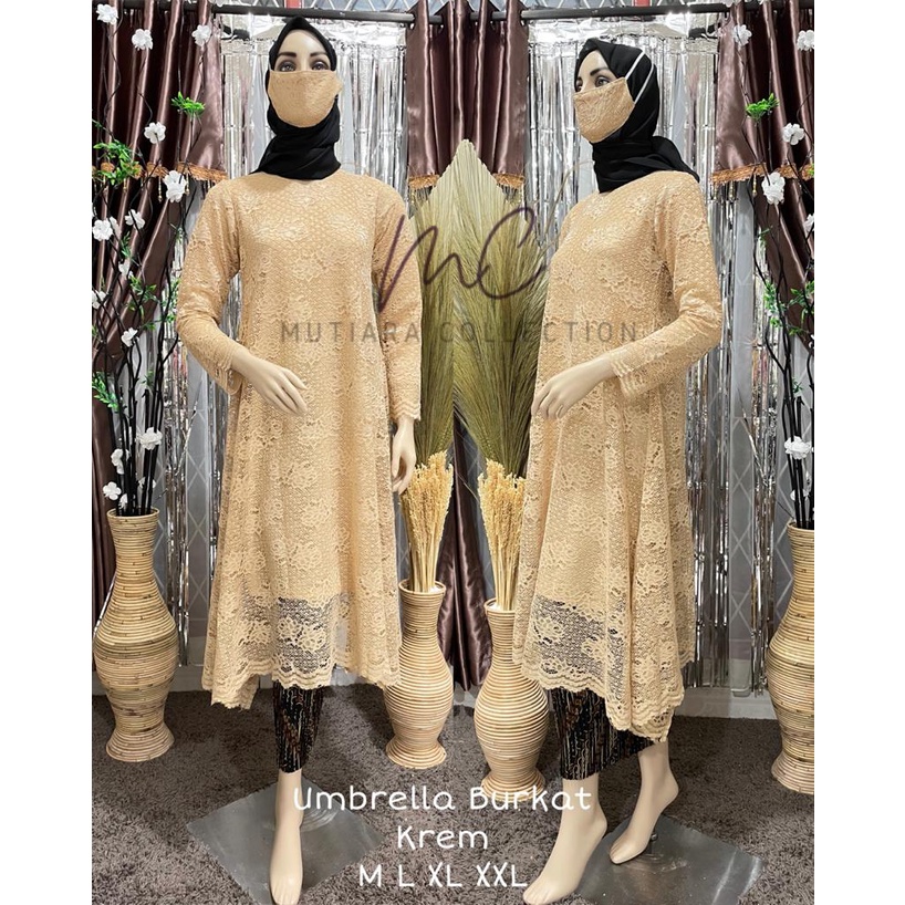 Setelan Kebaya Tunik Brokat / Longcape Brukat / Semi Gamis Umbrella Aneka Pilihan Warna