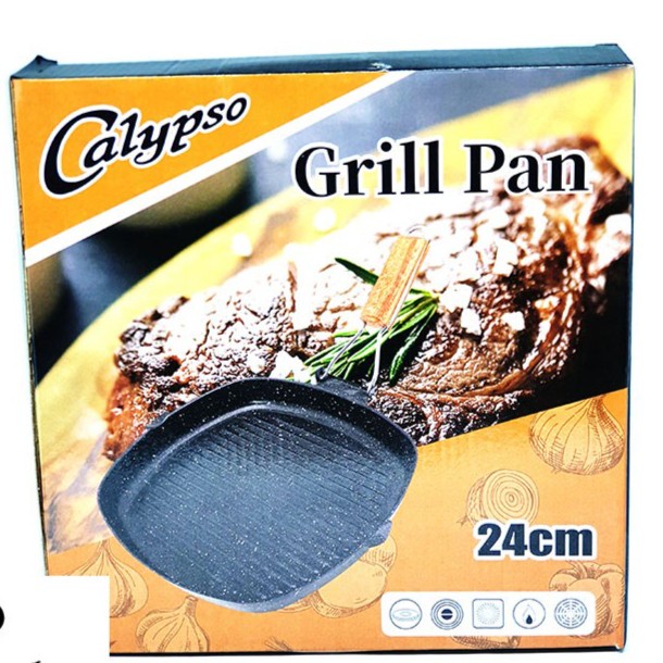 Calypso Frying Grill Pan 24 cm Pemanggang Bbq Enamel Anti Lengket