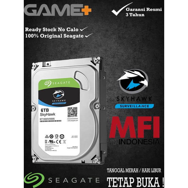 SEAGATE SKYHAWK 6TB SEAGATE HARDDISK INTERNAL 6TB BERGARANSI RESMI MFI