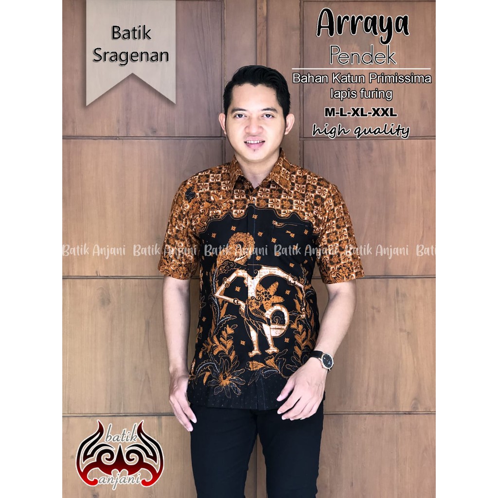 ARRAYA Kemeja Batik Pria Full Furing Bahan Katun Primisima