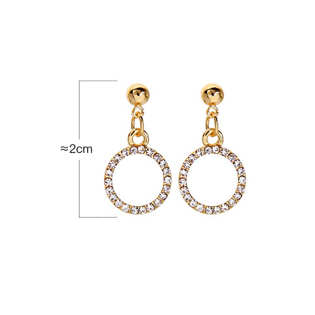 LRC Anting Tusuk Fashion Golden Geometric Circle Stud Earrings D91443