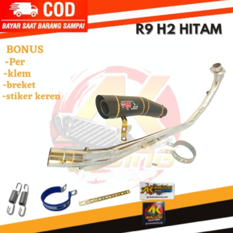 KNALPOT NALPOT RACING NGEBASS R9 H2 HITAM VIXION, CBR, CB150R, VERZA, MP, TIGER, BYSON, SUPRA GTR, S