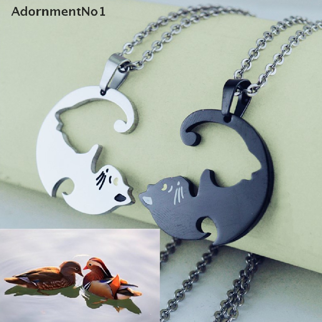 (AdornmentNo1) Kalung Rantai Dengan Liontin Kucing Bahan Stainless steel Untuk Pasangan / Pria / Wanita