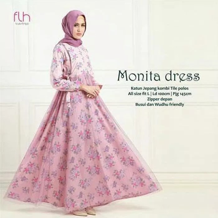 GAMIS MONITA DRES - PINK - ORI FLH