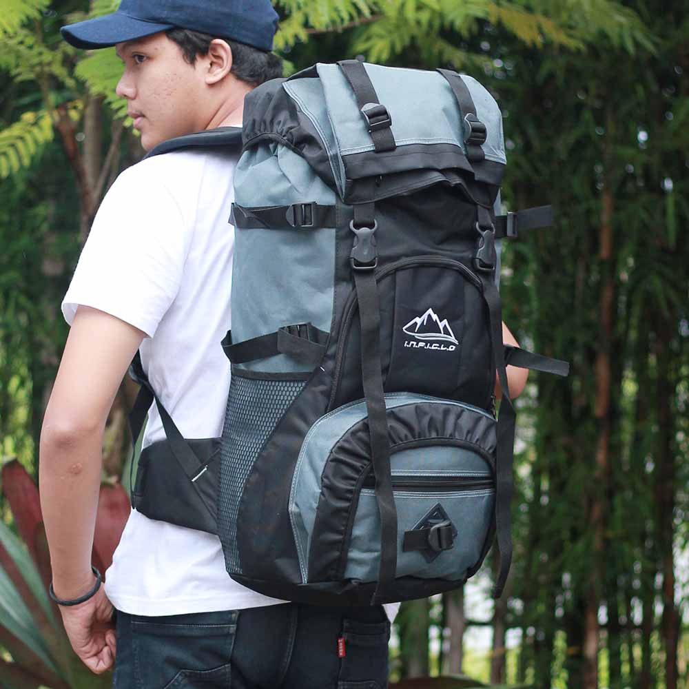 Justrue Ransel Gunung Pria Wanita 60 Liter Abu 014