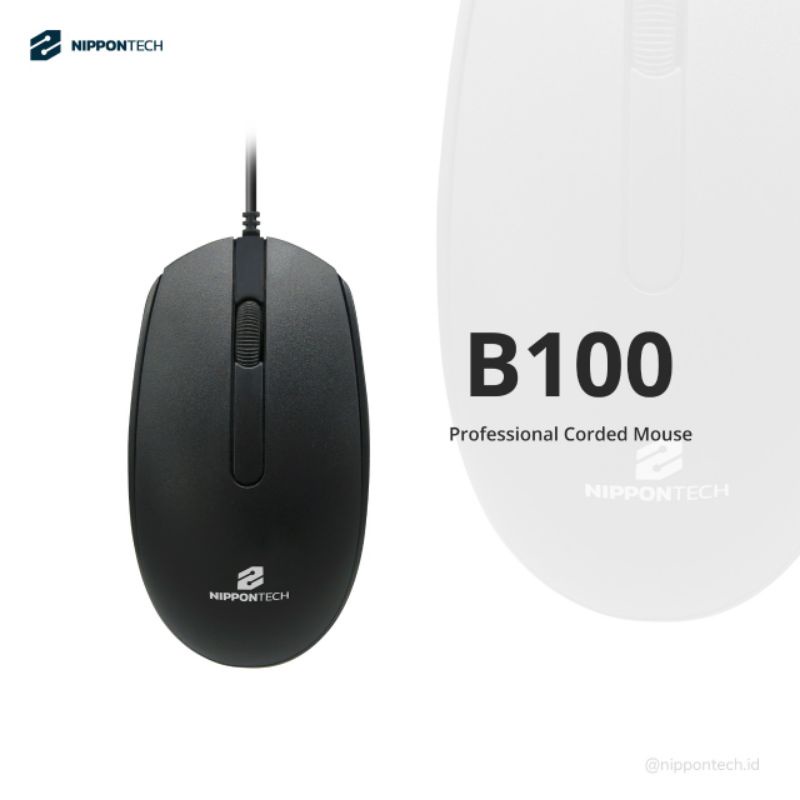 Mouse Wired Nippontech B100 - Panjang Kabel 1 Meter / Mouse USB B100