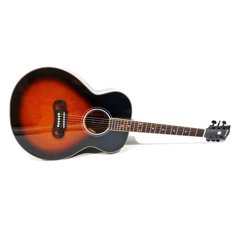 Gitar Akustik Merk Gibson Tipe J200 Jumbo Warna Sunburst Merah Spruce Senar String Jumbo Trusrod
