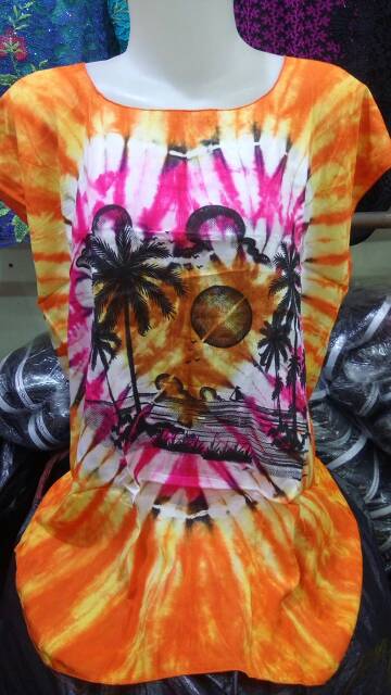 SALE Blus Santai Wanita Motif Pantai Warna Cerah mo